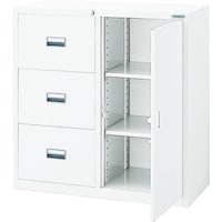 トラスコ中山 TRUSCO スタンダード書庫(D400)コンビ3段片開 880XH880 W色 WTCB333 1台
