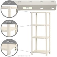 北島 北島 ボルト式棚 荷重40kg スマートラック 開放型 NSTR4244W 4段 ホワイト 450×300×1200 NSTR4244W 1台