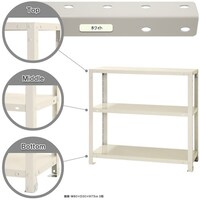 北島 北島 ボルト式棚 荷重40kg スマートラック 開放型 NSTR2563W 3段 ホワイト 800×400×750 NSTR2563W 1台