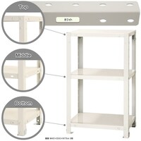 北島 北島 ボルト式棚 荷重40kg スマートラック 開放型 NSTR2243W 3段 ホワイト 450×300×750 NSTR2243W 1台