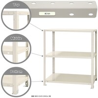 北島 北島 ボルト式棚 荷重40kg スマートラック 開放型 NSTR3573W 3段 ホワイト 800×450×900 NSTR3573W 1台