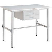 トラスコ中山 TRUSCO 軽荷重作業台高さ調節式(150kg)AEM型 900X600XH650ー950 2段引出付 ホワイト色 AEM0960F2W 1台