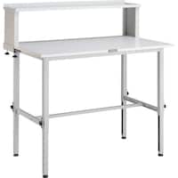トラスコ中山 TRUSCO 軽荷重作業台高さ調節式(150kg)AEM型 1200X750XH954ー1254(全高) 上棚付 ホワイト色 AEM1200YURBW 1台