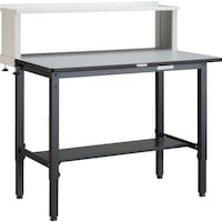 トラスコ中山 TRUSCO 軽荷重作業台高さ調節式(250kg)AWM型 900X600XH1004ー1214(全高) 上棚付 ダークグレー色 AWMP0960YURB 1台