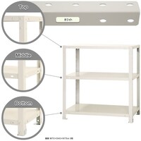 北島 北島 ボルト式棚 荷重40kg スマートラック 開放型 NSTR2443W 3段 ホワイト 700×300×750 NSTR2443W 1台