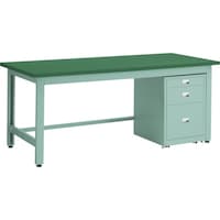 トラスコ中山 TRUSCO 中荷重作業台(800kg)GW型 1500X750XH740 3段キャビネット付 グリーン色 GWP1575UDC111 1台
