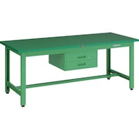 トラスコ中山 TRUSCO 中荷重作業台(800kg)GW型 1800X750XH740 2段引出付 ヤンググリーン色 GWP1875F2YG 1台