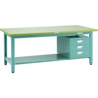 トラスコ中山 TRUSCO 中荷重作業台(800kg)GW型 1800X900XH740 3段引出付 グリーン色 GWP1890D3 1台