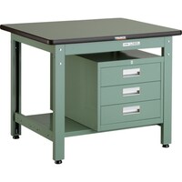 トラスコ中山 TRUSCO 中荷重作業台(800kg)GW型 900X750XH740 3段引出付 グリーン色 GWR0975D3 1台