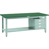 トラスコ中山 TRUSCO 中荷重作業台(800kg)GW型 1800X900XH740 3段引出付 グリーン色 GWR1890D3 1台