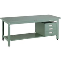 トラスコ中山 TRUSCO 中荷重作業台(800kg)GW型 1800X750XH740 3段引出付 グリーン色 GWS1875D3 1台