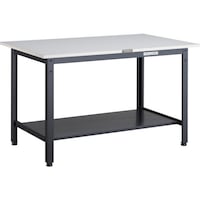 トラスコ中山 TRUSCO 軽荷重作業台(400kg)LEW型 900X600XH740 下棚2枚付 ダークグレー色 LEWP0960LT2 1台