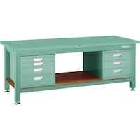 トラスコ中山 TRUSCO 重荷重作業台(3000kg)TW型 1800X750XH740 3段・4段引出付 グリーン色 STW1800D3D4 1台