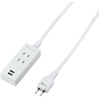 ヤザワコーポレーション YAZAWA 両挿しUSBタップ2個口2mホワイト