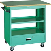 トラスコ中山 TRUSCO スチール製ワゴン(溶接一体構造) ツールワゴン 750×500×H880 深型1引出 天板付 ヤンググリーン NTS701TYG 1台