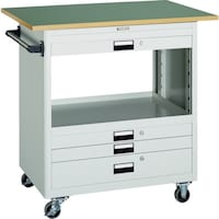 トラスコ中山 TRUSCO スチール製ワゴン(溶接一体構造) ツールワゴン 750×500×H880 浅3深1引出 天板付 ヤンググリーン NTS731TYG 1台