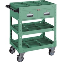 トラスコ中山 TRUSCO SR型ワゴン 600X400XH795 引出・仕切板付 緑 SRFP3 1台