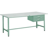 トラスコ中山 TRUSCO 軽荷重作業台(300kg)AE型 1500X750XH740 2段引出付 グリーン色 AE1500F2 1台