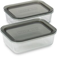 アイリスオーヤマ IRIS 576902 耐熱ガラス容器 2点セット クリアブラック TGS2SCB 1S(2個)