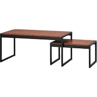 アイリスオーヤマ IRIS 103101 スチールフレームセンターテーブル 幅900・550セット ウォールナット SFCT900NWN 1S(2台)