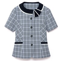 サーウ゛ォ GROW ハーモニーチェックオーバーブラウス白×紺09 GOBL2201K509 1着