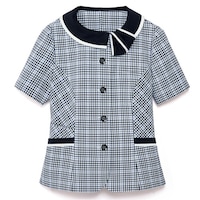 サーウ゛ォ GROW ハーモニーチェックオーバーブラウス白×紺13 GOBL2201K513 1着