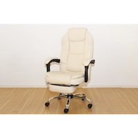 TASSCOM フットレスト付きボスチェア ホワイト TAN835WH 1個