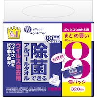 EBS エリエール ウェットティッシュ 除菌できるアルコールタオル ウイルス除去用 ボックス つめかえ用 40枚×8P×4