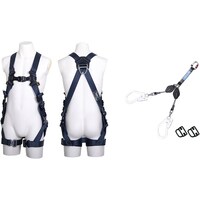 藤井電工 TSUYORON ZEROGハーネス 腿水平型 紺 SG Mサイズ+ロック機構付き巻取式コルトリトラツインランヤード セット TH520H2CR93SVOTBLBKM 1本