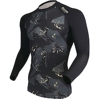 おたふく手袋 おたふく 寒暖両用インナー オーバーザファンクション ロングスリーブ クルーネックシャツ カモフラ×ブラック L