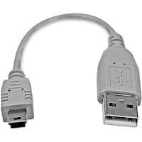 Startech StarTech USB 2.0ケーブル/15cm/Type‐A MiniB/オスオス/グレー/タイプA ミニB USB2HABM6IN 1袋(1本)