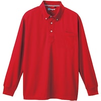 ソウワ 桑和 50394 長袖ボタンダウンポロシャツ(胸ポケット付き) レッド S 5039443S 1着
