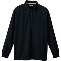 ソウワ 桑和 50394 長袖ボタンダウンポロシャツ(胸ポケット付き) ブラック S 5039404S 1着