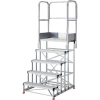 トラスコ中山 TRUSCO アルミ製作業用踏台 グレーチングタイプ 5段 高さ1.5m 天板寸法1000×400 段高300mm 天場三方手すり付き TSFGR51015TS300 1台