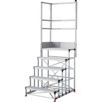トラスコ中山 TRUSCO アルミ製作業用踏台 グレーチングタイプ 5段 高さ1.5m 天板寸法1000×400 段高300mm 天場二方手すり付き TSFGR51015TL300 1台