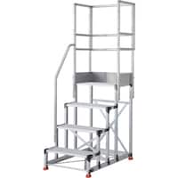 トラスコ中山 TRUSCO アルミ製作業用踏台 グレーチングタイプ 4段 高さ1.0m 天板寸法600×400 段高250mm 階段片手すり天場三方付き TSFGR4610TKS250 1台