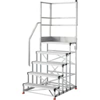 トラスコ中山 TRUSCO アルミ製作業用踏台 グレーチングタイプ 5段 高さ1.5m 天板寸法1000×400 段高300mm 階段片手すり天場二方付き TSFGR51015TKL300 1台