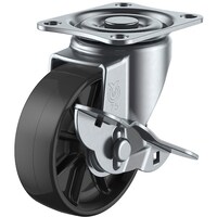 ユーエイキャスター ユーエイ プレート式 自在 ステンレスキャスター 黒ナイロン 車輪径50mm ストッパー付き Sタイプ SUSSGS型 取付寸法55×42