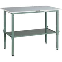 トラスコ中山 TRUSCO 軽荷重作業台高さ調節式(150kg)AEM型 1200X750XH650ー950 下棚2枚付 グリーン色 RAEM1200LT2 1台