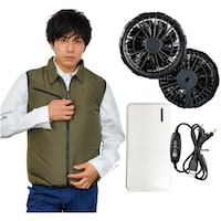 岡潮 岡潮 【2025年 今季完売】 空調ベストセット20204 アーミーグリーン 4L ブラシレスファン・モバイルバッテリー付 20204N4L0930 1式