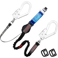 藤井電工 TSUYORON フルハーネス用ランヤード ダブルランヤード ロック機構付き巻取式ワン・ハンドリトラ+ノビロン(BK)130KG対応型 THLOHNV93SV33130KG2R 1本