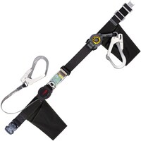 藤井電工 TSUYORON 胴ベルト型墜落制止用器具(巻取タイプ)補助ロープ2丁掛け仕様 ロック機構付きワン・ハンドリトラ+巻取式補助ロープ 黒 Mサイズ ワンタッチバックル仕様