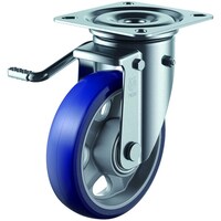 ユーエイキャスター ユーエイ プレート式 自在 キャスター プレミアムウレタン 車輪径130mm ストッパー付き PMタイプ PMSLB(L)型 取付寸法90×90(80×80)