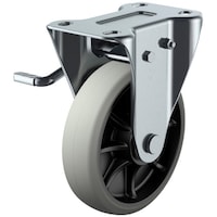 ユーエイキャスター ユーエイ プレート式 固定 キャスター ウレタン 車輪径150mm ストッパー付き PMタイプ PMRLB(L)型 取付寸法112×50(100×56)