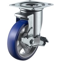 ユーエイキャスター ユーエイ プレート式 自在 キャスター プレミアムウレタン 車輪径150mm ストッパー付き PMタイプ PMSDS型 取付寸法94×94(87×87)