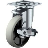 ユーエイキャスター ユーエイ プレート式 自在 キャスター ウレタン 車輪径100mm ストッパー付き PMタイプ PMSDS型 取付寸法74×74(67×67)
