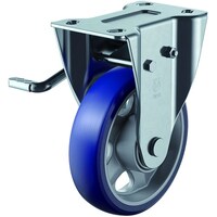 ユーエイキャスター ユーエイ プレート式 固定 キャスター プレミアムウレタン 車輪径200mm ストッパー付き PMタイプ PMRLB(L)型 取付寸法112×63