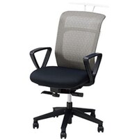 NAIKI ワークチェアー(肘付) パウザ PAEN型/背:グレー 座:ブラック/座:布張り 背:メッシュ/肘付
