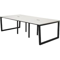アール・エフ・ヤマカワ アールエフヤマカワ リスム フリーアドレス用テーブル W2400×D1200 ホワイト×ブラック脚 4ヶ口コンセント付キ RFFLT2412WHBL 1台