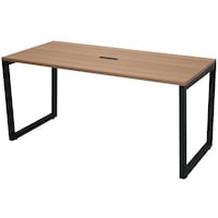 アール・エフ・ヤマカワ アールエフヤマカワ リスム ミーティングテーブル W1500×D750 ウォルナット×ブラック脚 4ヶ口コンセント付キ RFFMT1575DMBL 1台